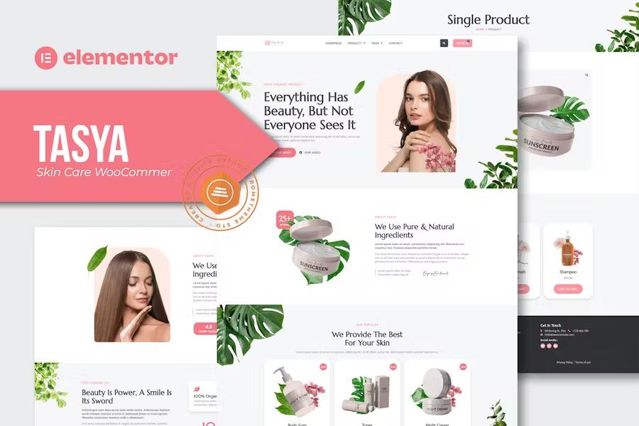 Tasya - Skin Care WooCommerce Elementor Template Kit product preview