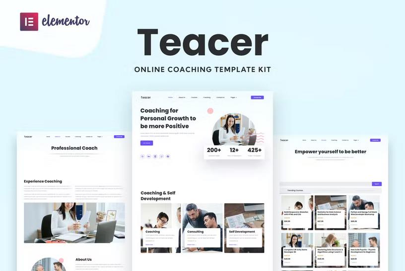 Product preview supplied for Teacer - Online Coaching Elementor Template Kit