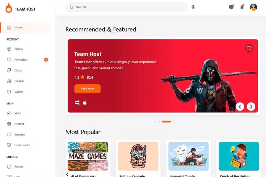 TeamHost - Gaming Community  HTML