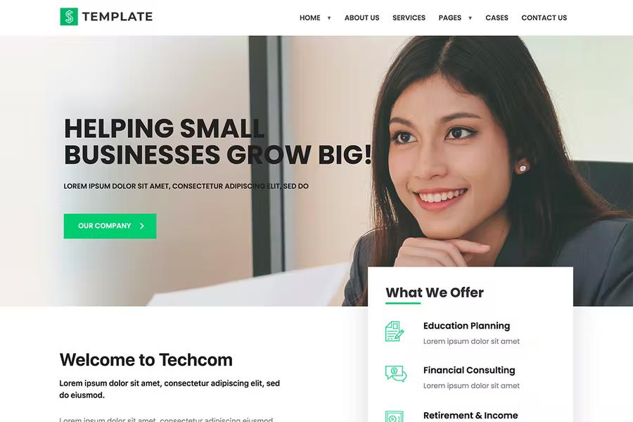 Preview image for Techcom - Investment Consulting Elementor Template Kit