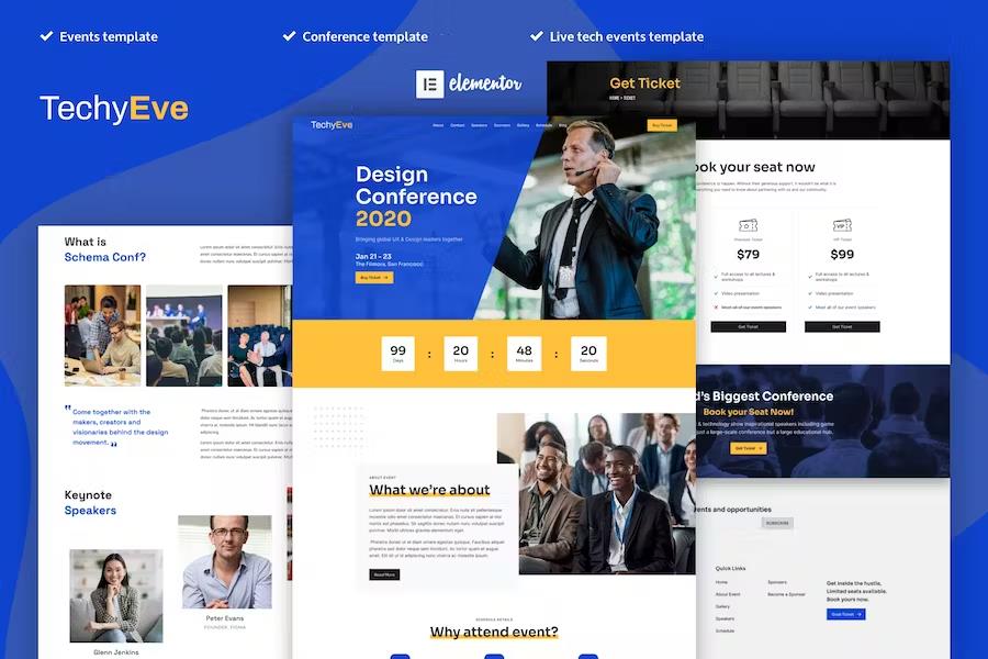 TechyEve - Event & Conference Elementor Pro Template Kit listing image