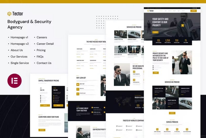 Tector | Bodyguard & Security Agency Elementor Template Kit