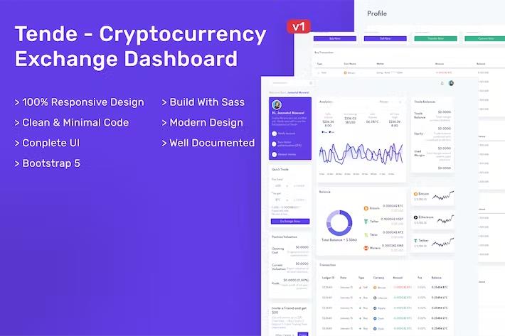Tende - Cryptocurrency Exchange Dashboard listing image