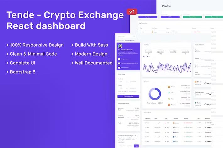 Tende - Cryptocurrency Exchange React Dashboard