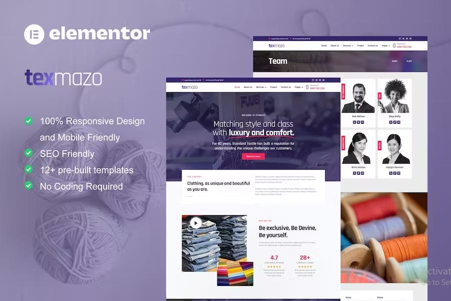 Preview image for Texmazo - Textile & Garment Industry Elementor Template Kit