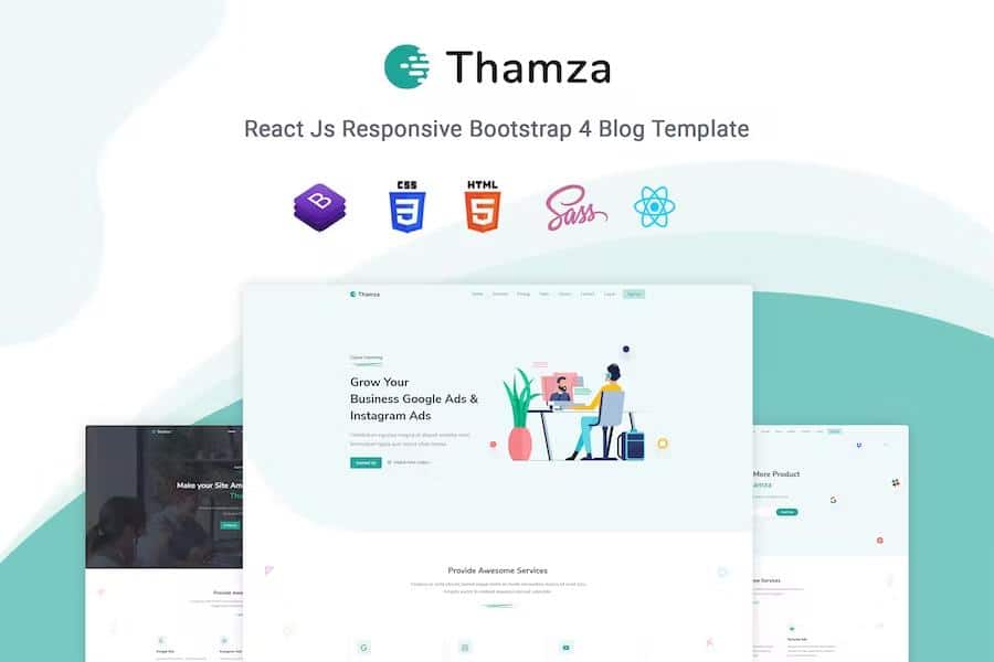 Thamza - React Js Landing Page Template listing image