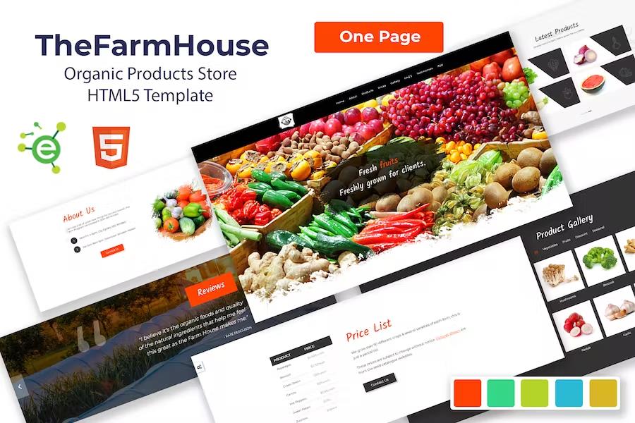 The Farm House - One Page Organic Food, Fruit and Vegetables Products HTML5 Template