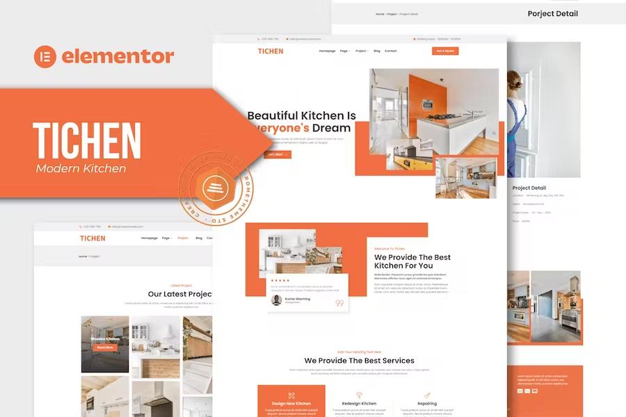 Tichen - Modern Kitchen Elementor Template Kit listing image