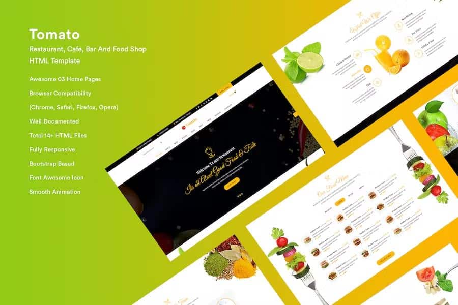 Tomato-Restaurant, Cafe, Bar and Food shop HTML Template