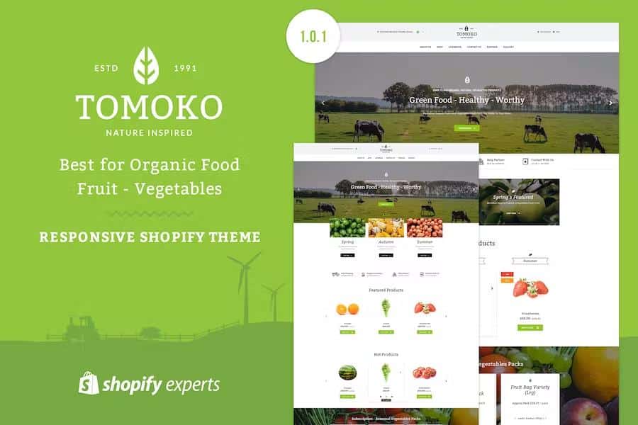 Tomoko - Organic Food Fruit Vegetables Responsive Shopify Theme