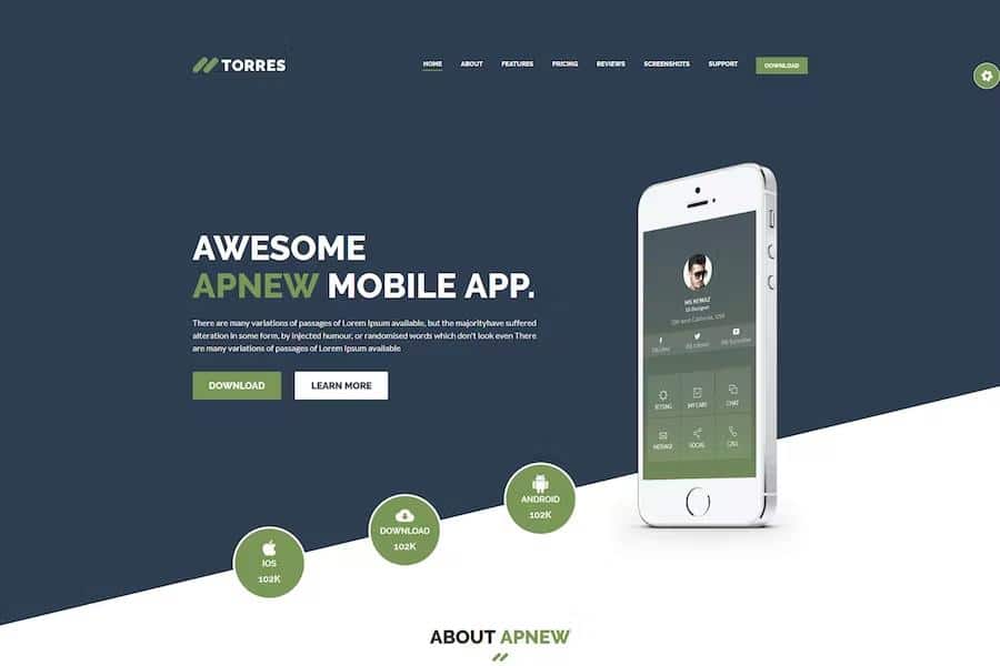 Torres - React App Landing Page Template