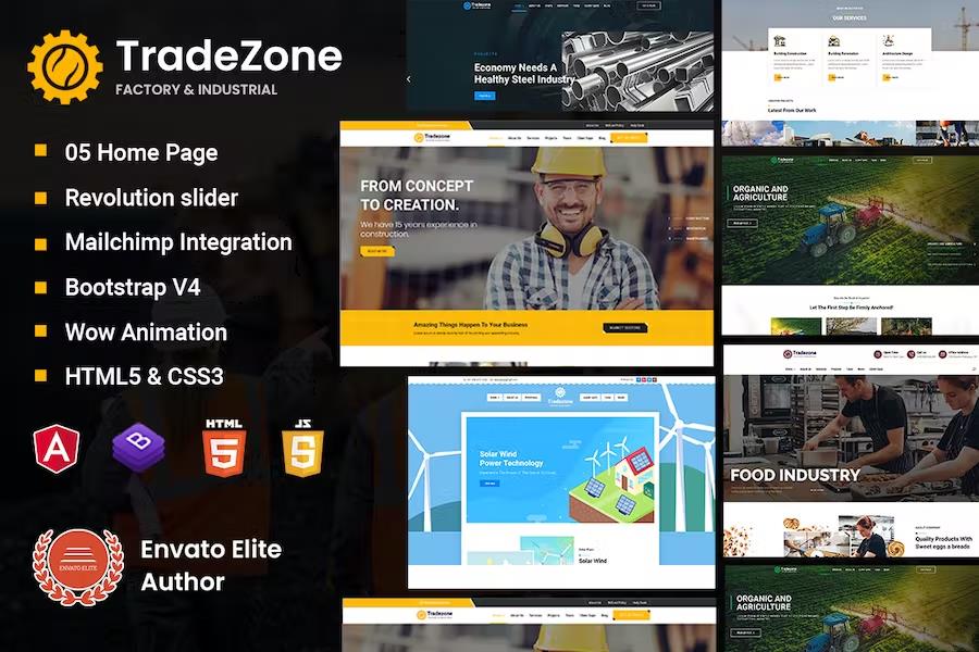TradeZone - Industry One Page Angular Template