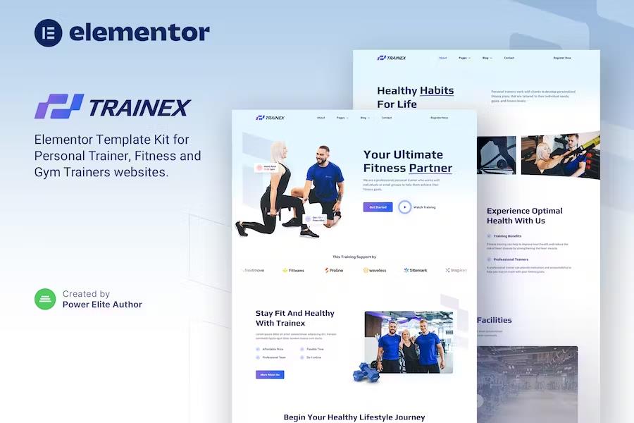 Trainex – Personal Trainer & Fitness Elementor Template Kit product preview