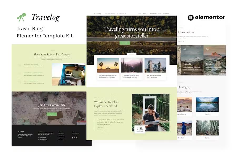 Travelog - Travel Blog Elementor Template Kit product preview