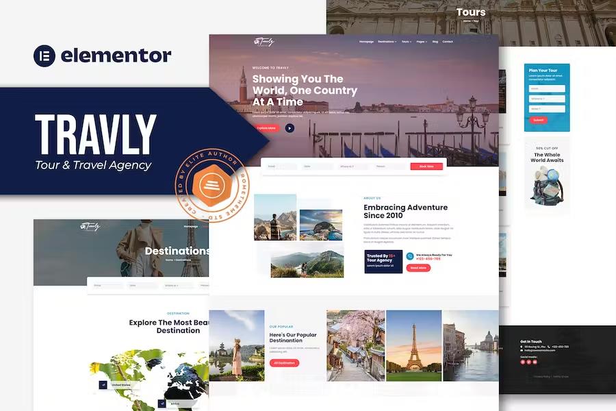 Product preview supplied for Travly - Tour & Travel Agency Elementor Template Kit