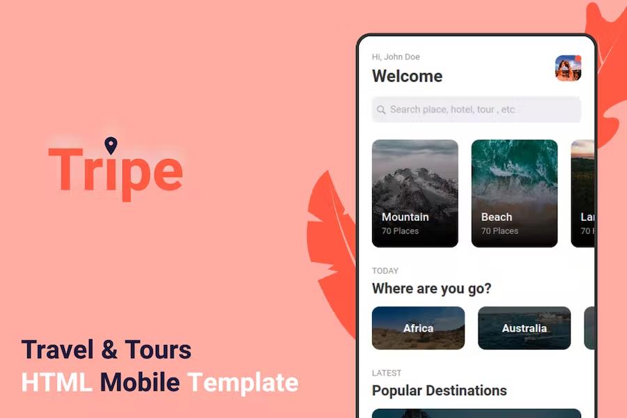 Tripe - Travel & Tour Mobile Template