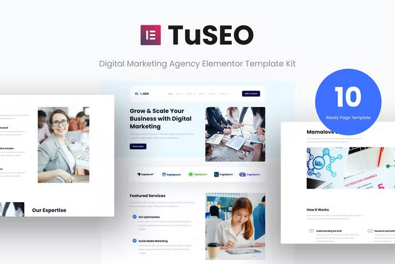TuSEO - Digital Marketing Agency Elementor Template Kit