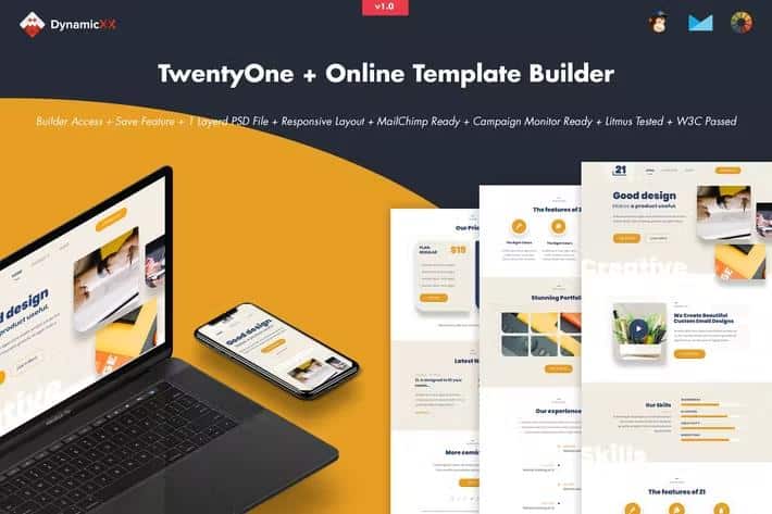 TwentyOne - Responsive Email + Online Template Builder