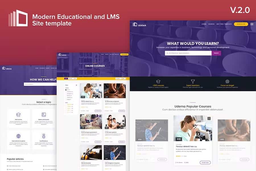 Product preview supplied for Udema - Educational Site Template