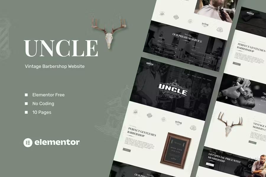 Uncle - Barbershop Elementor Template Kit listing image