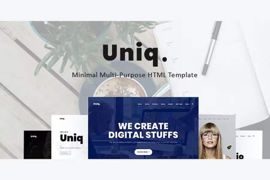 Product preview supplied for Uniq - Minimal Multipurpose Creative HTML Template