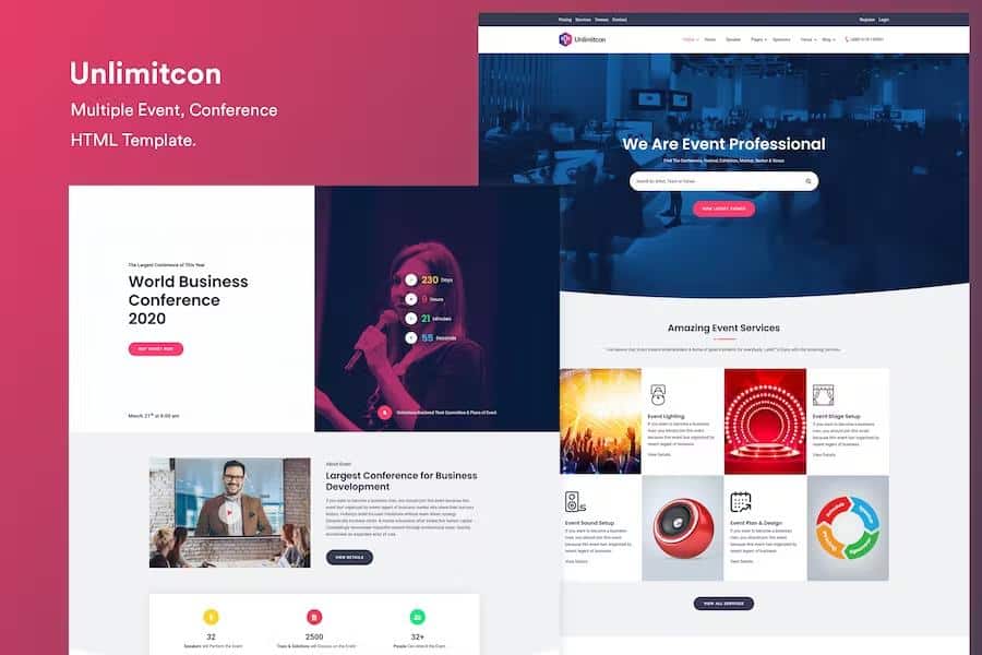 Unlimitcon - Multiple Event, Conference HTML Template.