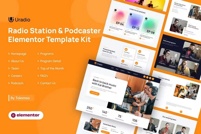 Product preview supplied for Uradio | Radio Station & Podcaster Elementor Template Kit