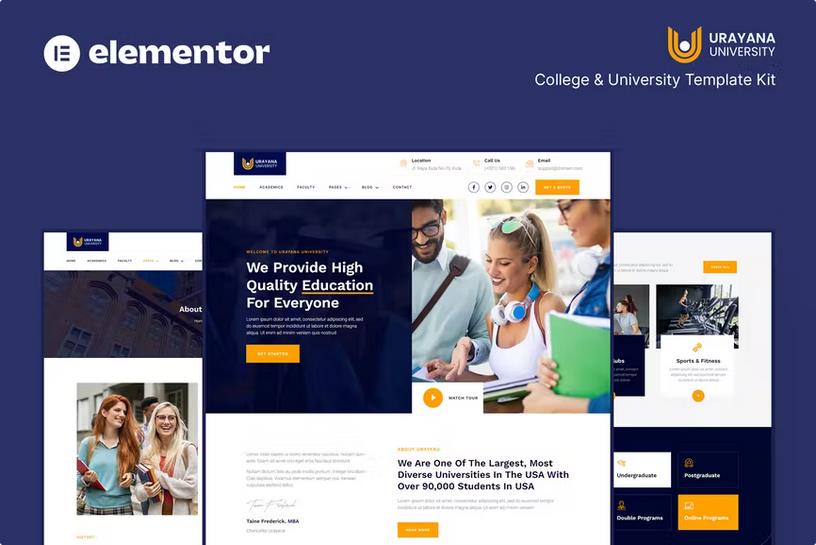Urayana - University & College Elementor Template Kit product preview