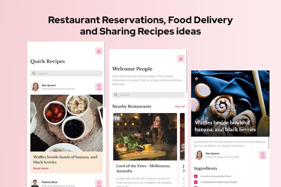 Vanille - Restaurant Reservations & Food Delivery Mobile Template