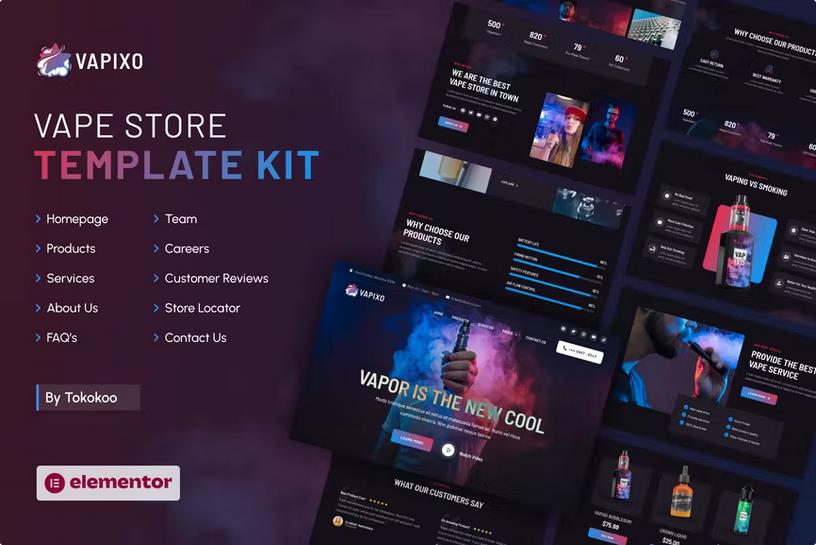Vapixo | Vape Store Elementor Pro Template Kit