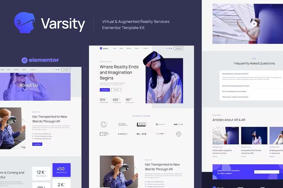 Preview image for Varsity - Virtual & Augmented Reality Services Elementor Template Kit