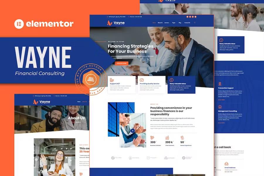Vayne - Financial Consulting Elementor Template Kit listing image