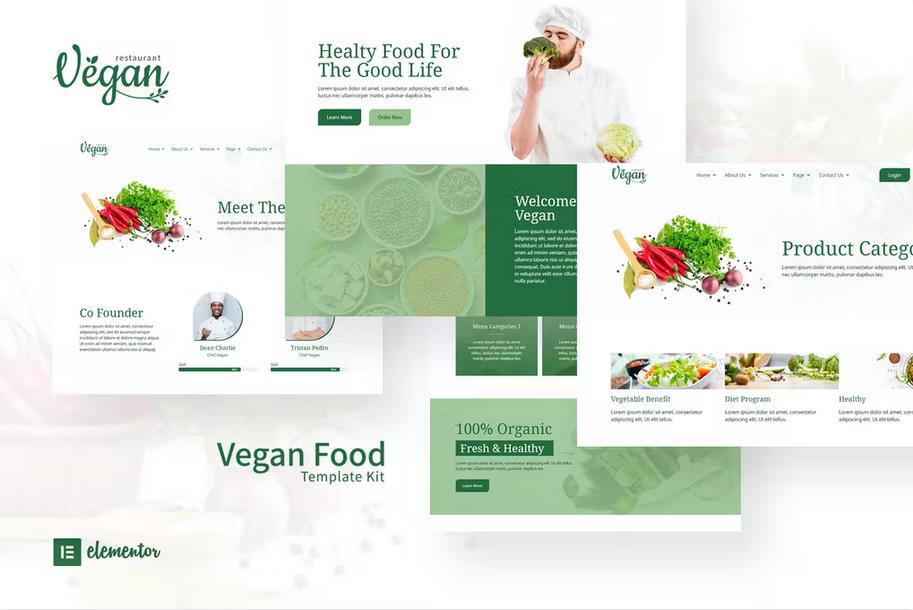 Vegan Restaurant Elementor Template Kit