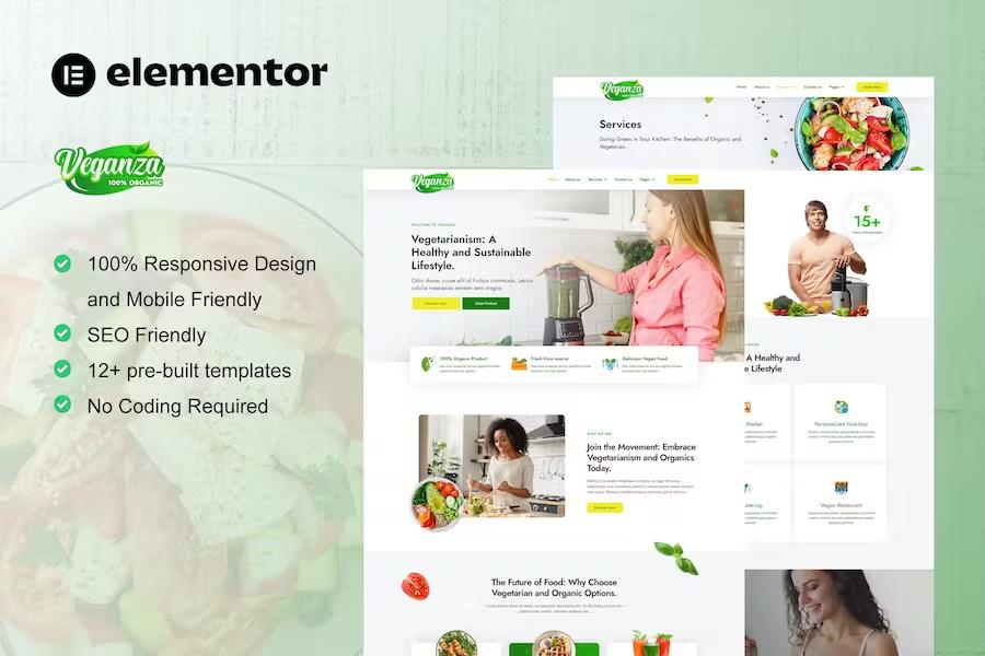 Veganza - Organic Food & Vegetarian Elementor Template Kit