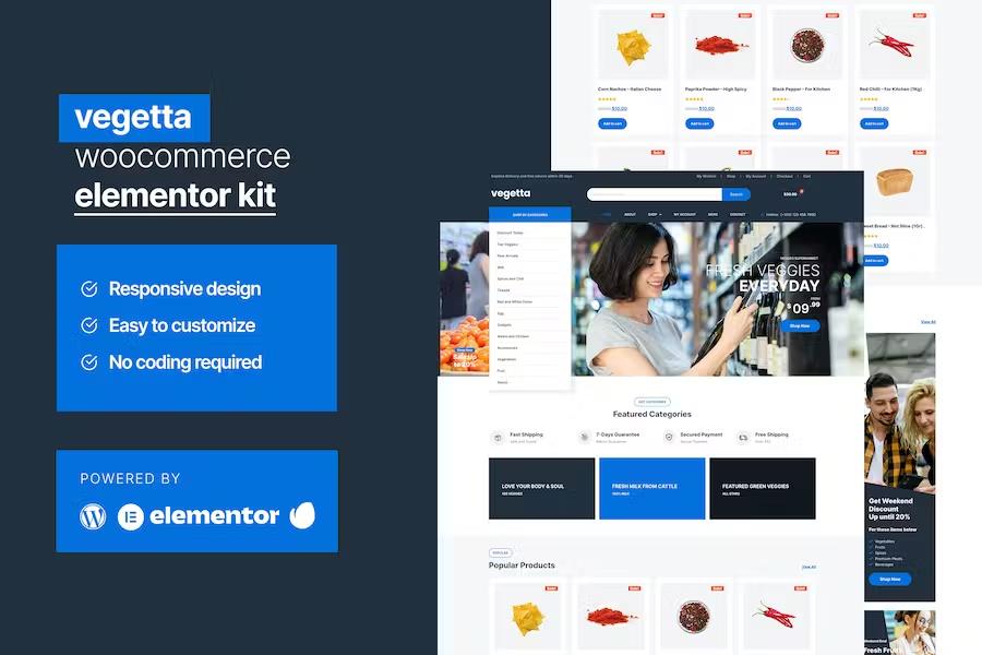 Vegetta - Supermarket Multipurpose Woocommerce Elementor Kit listing image