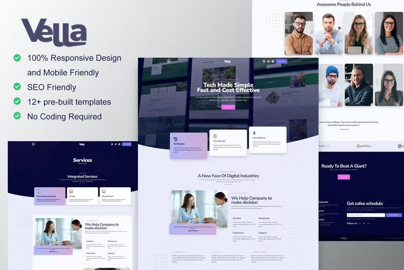 Product preview supplied for Vella - Digital Agency Elementor Template Kit