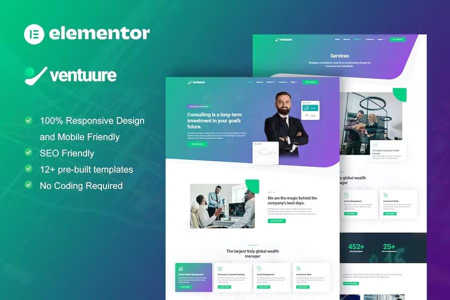 Ventuure - Business Consulting & Investment Elementor Template Kit product preview