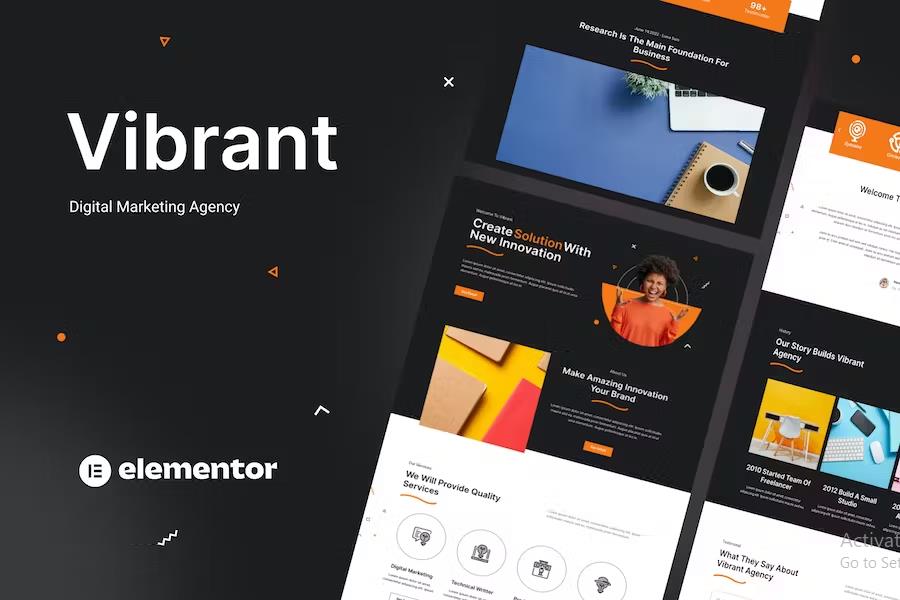 Product preview supplied for Vibrant - Digital Agency  Elementor Template Kit