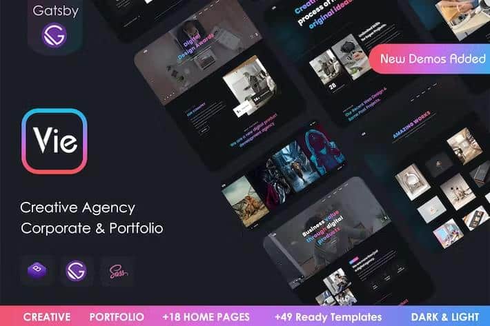 Vie - Gatsby Creative Portfolio & Agency template product preview