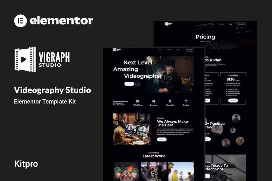 Vigraph - Videography Studio Elementor Template Kit listing image