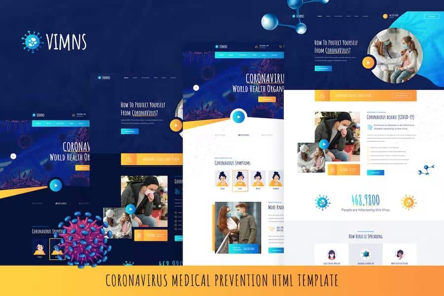 Vimns - Coronavirus Medical Prevention HTML Template