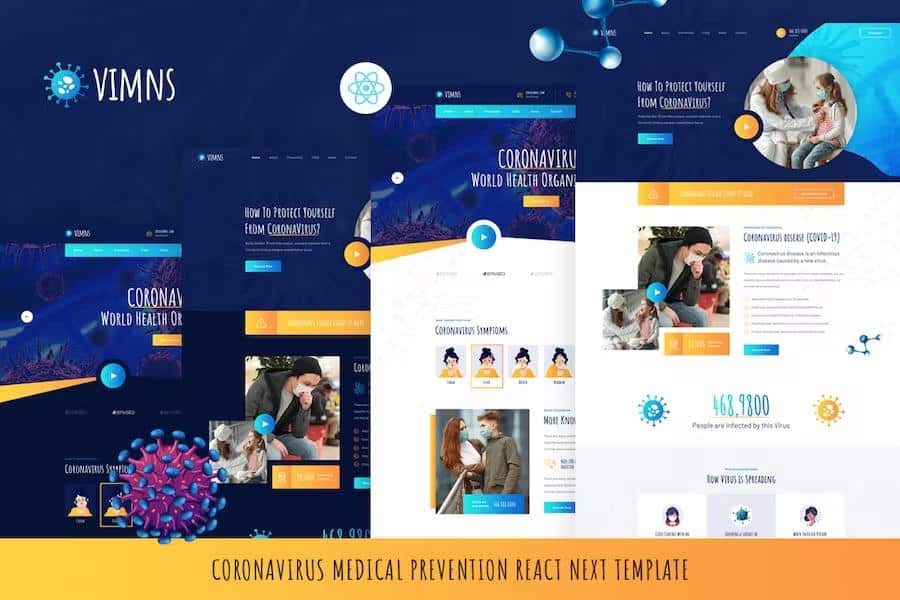 Vimns - React Next Coronavirus Medical Prevention Template