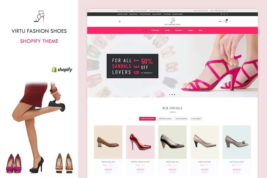Virtu - Sandals, Shoes Store Shopify Theme product preview