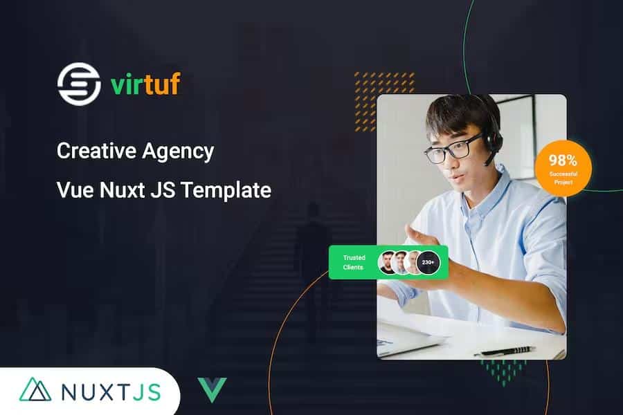 Virtuf - Vue JS Website Template Using Nuxt JS
