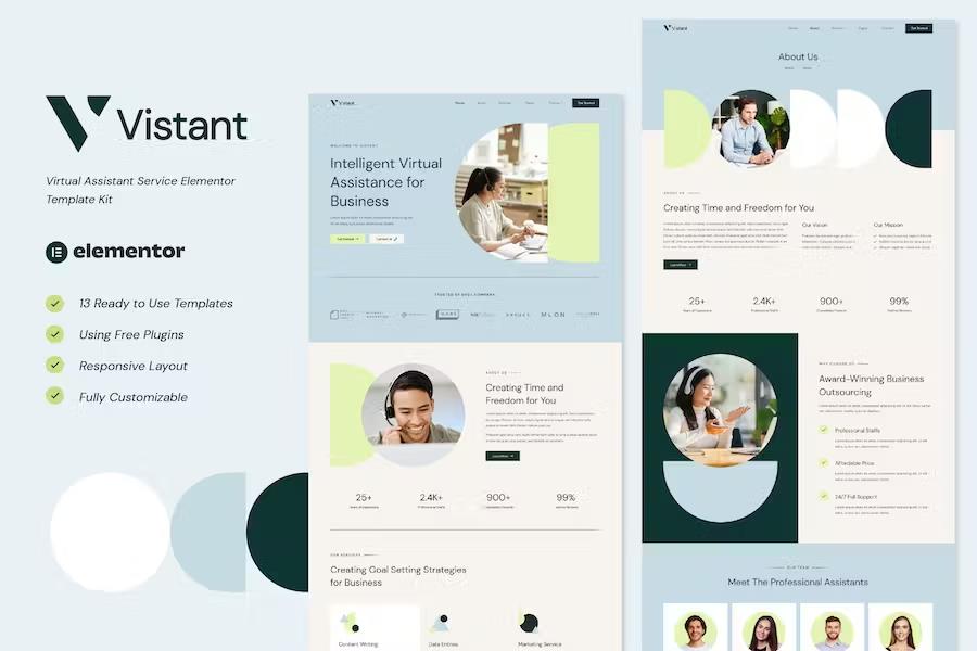 Vistant - Virtual Assistant Service Elementor Template Kit product preview