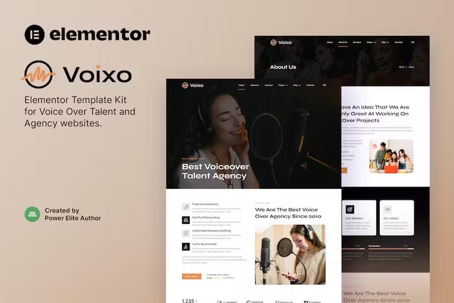 Product preview supplied for Voixo - Voice Over Talent & Agency Elementor Template Kit