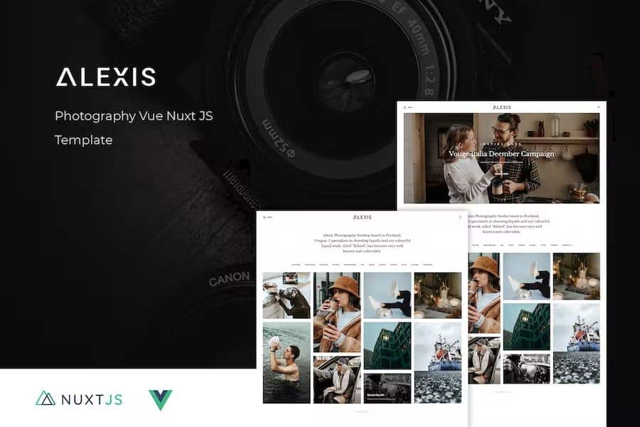 Vuejs Photography Website Template using Nuxt JS - Alexis
