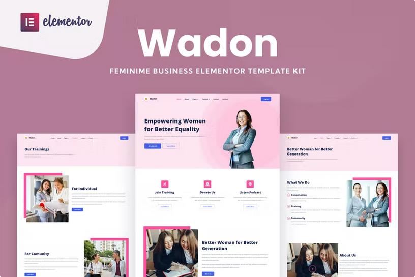 Wadon - Feminine Business Consultant Elementor Template Kit listing image