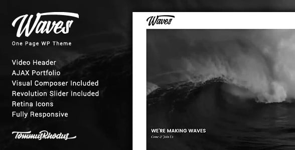 Waves - Fullscreen Video One-Page WordPress Theme