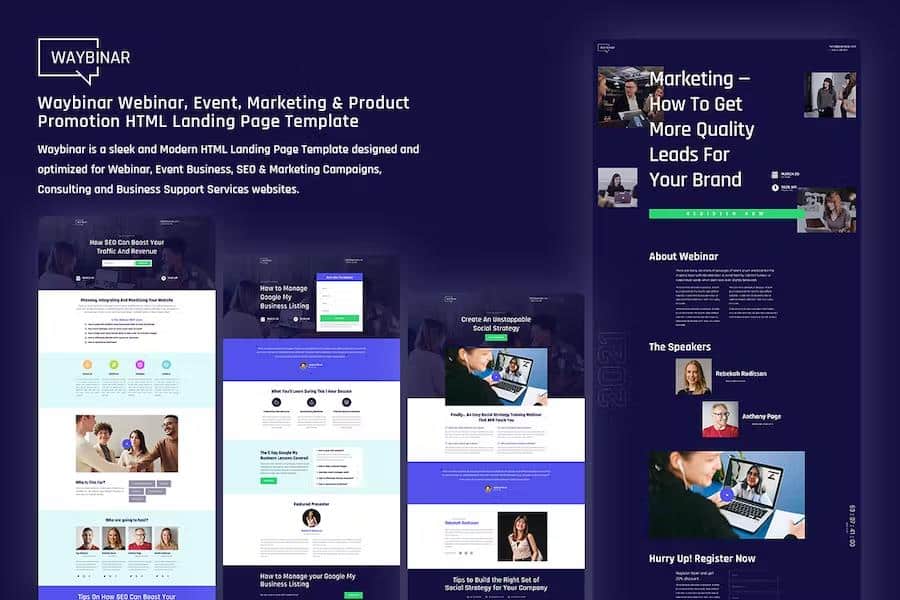 Waybinar - Webinar & Event Business HTML Landing Page Template
